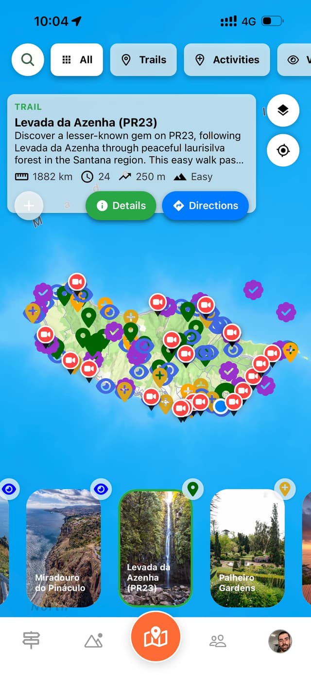 Madeira Hikes and Activities App — Interactive Map